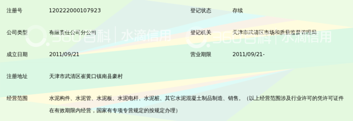天津市恒坚水泥构件第一分公司